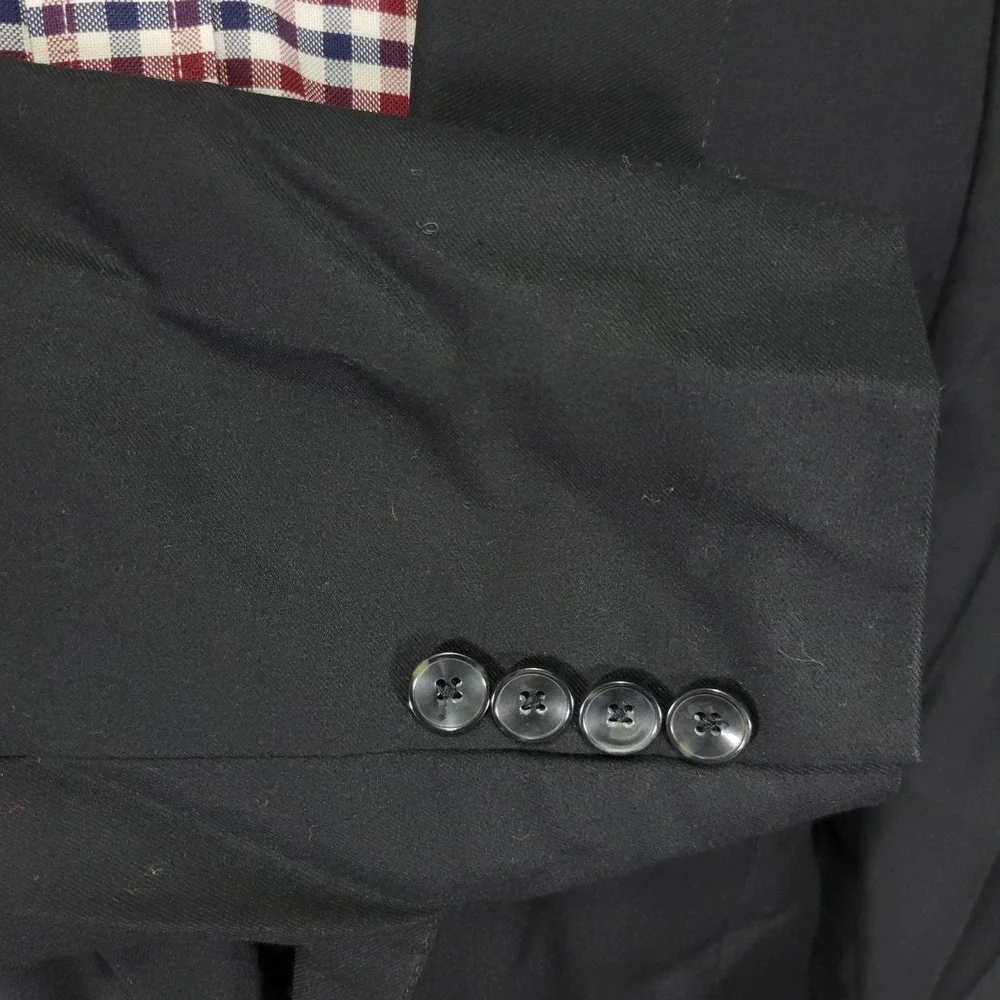 Hart Schaffner Marx Men's Sport Coat Blazer Two Button‎ Black Twill Wool 44L